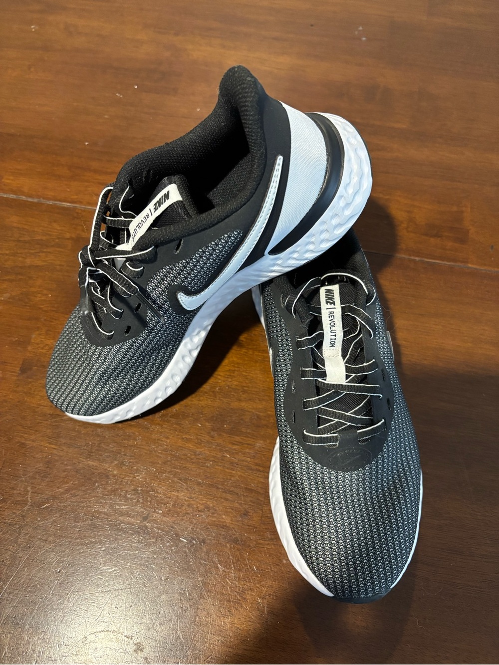 Nike Women’s Revolution Athletic Running Shoes - Black/White - Picture 2 of 7